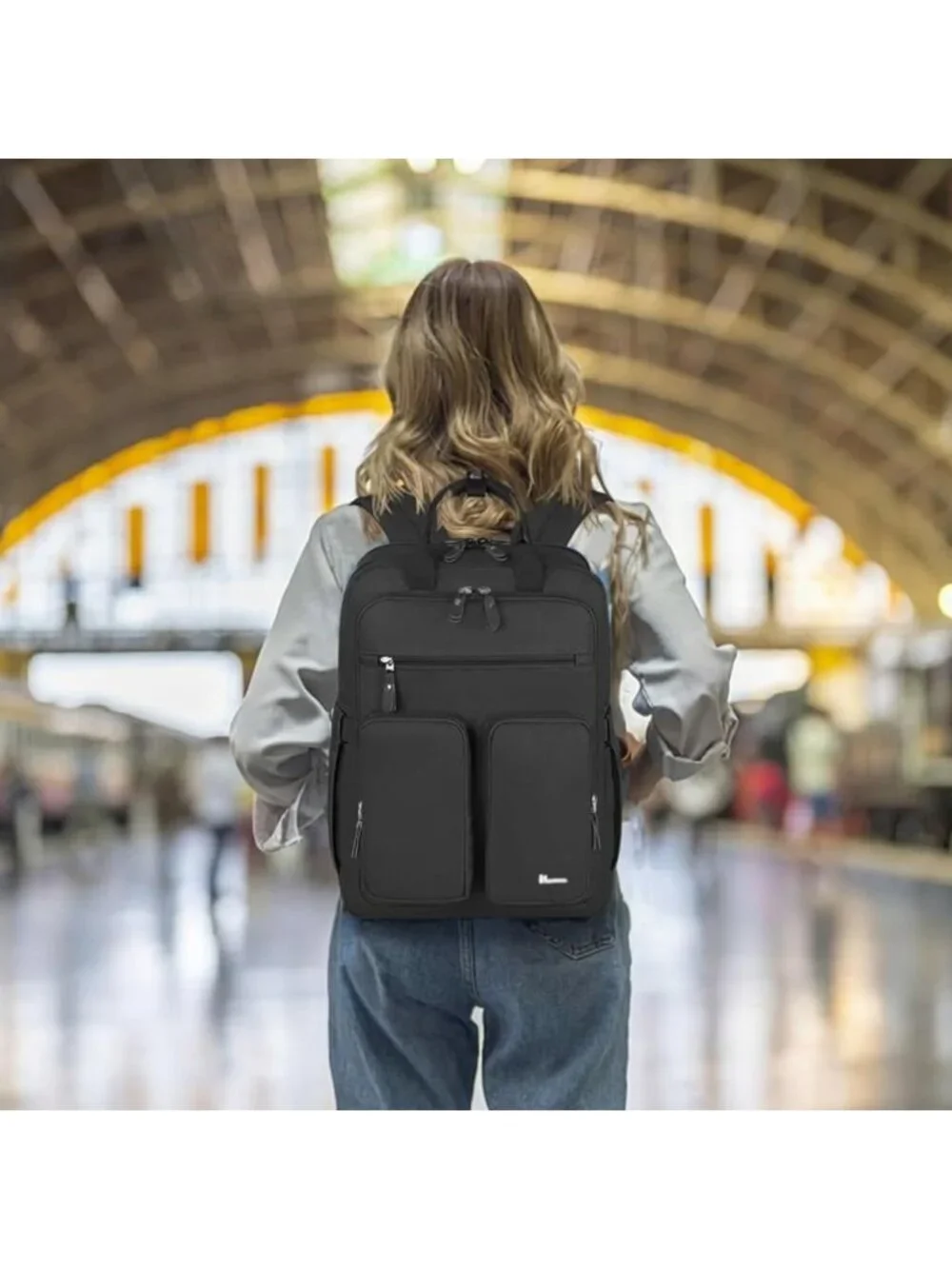 Stylish Travel Backpack for Women, TSA-Friendly Laptop Compartment, Black